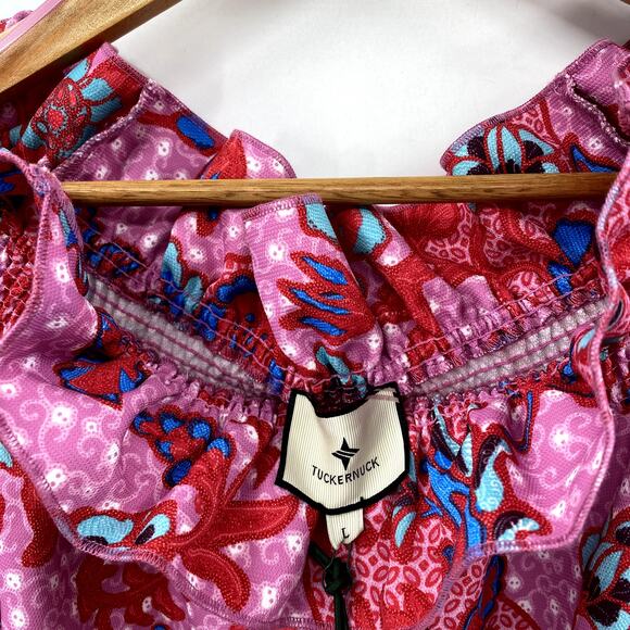 Tuckernuck pink marguerite smocked off shoulder Blouse - Picture 2 of 5